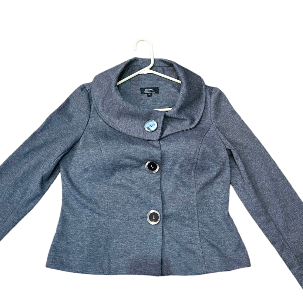 Tribal Gray Button-Up Women's Top